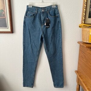 High waist striped mom jeans NASTY GAL 4 NWT denim
